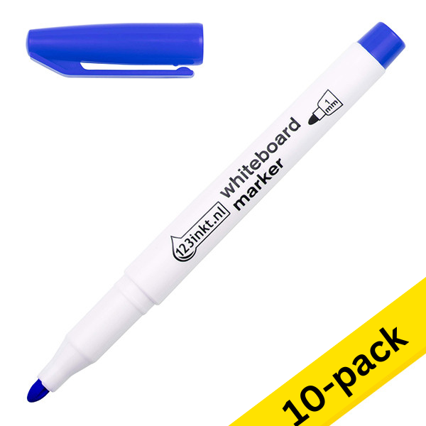 Whiteboard marker 1mm round | blue | 123ink | 10-pack 300893 - 1