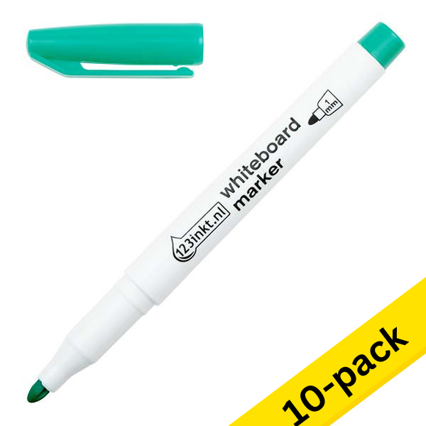 Whiteboard marker 1mm round | green | 123ink | 10-pack 300894 - 1