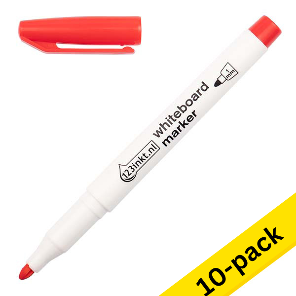 Whiteboard marker 1mm round | red | 123ink | 10-pack 300895 - 1