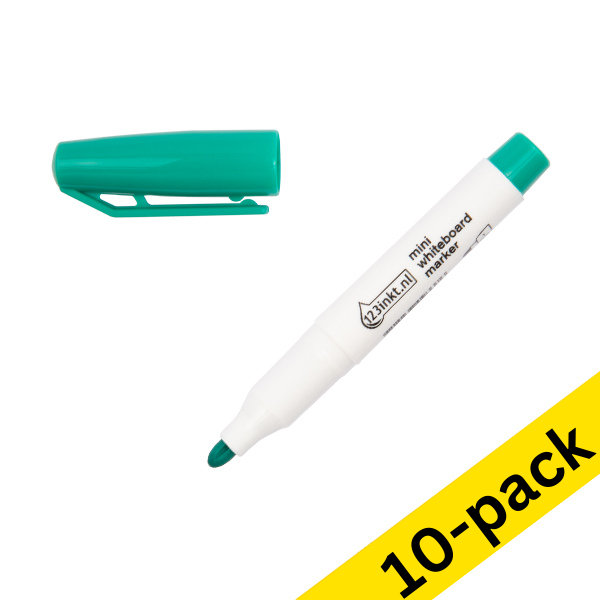 Whiteboard marker mini 1mm round | green | 123ink | 10-pack 390573 - 1