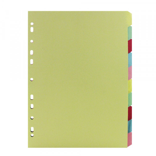 Whitebox coloured A4 cardboard tabs with 10 tabs (11 holes) ST05446 405368 - 1
