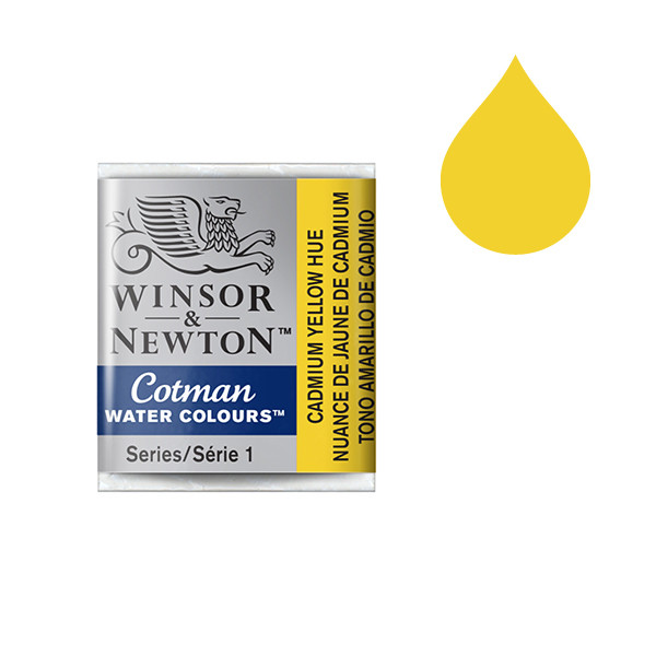 Winsor & Newton Cotman 109 cadmium yellow hue watercolour paint (half pan) 410473 - 1