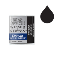 Winsor & Newton Cotman 331 ivory black watercolor paint (half pan) 301331 410487