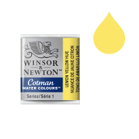 Winsor & Newton Cotman 346 lemon yellow hue watercolour paint (half pan) 301346 410489