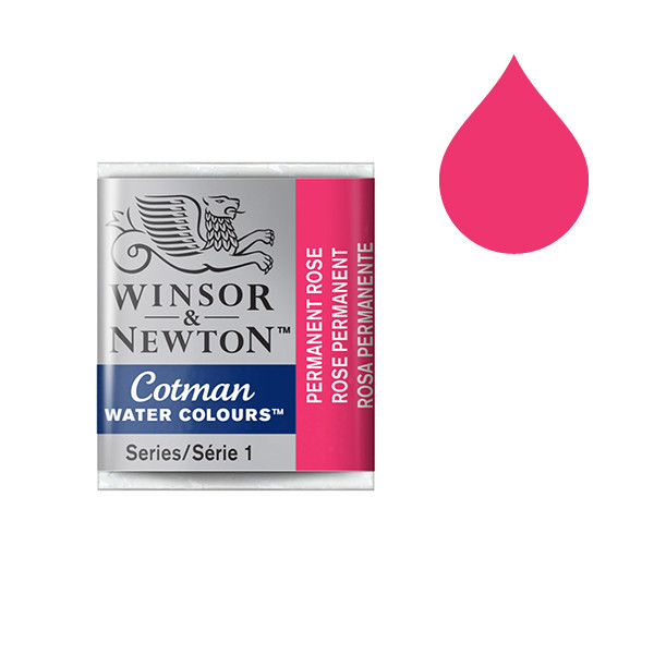 Winsor & Newton Cotman 502 permanent rose watercolour paint (half pan) 301502 410493 - 1