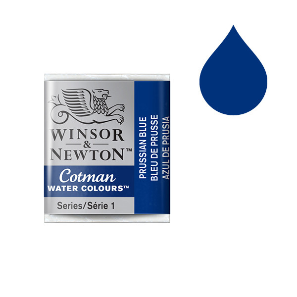 Winsor & Newton Cotman 538 prussian blue watercolour paint (half pan) 410494 - 1