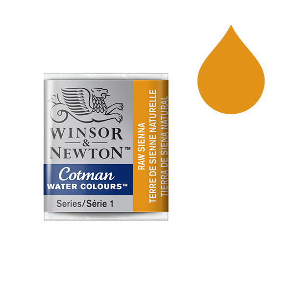 Winsor & Newton Cotman 552 raw sienna watercolour paint (half pan) 410496 - 1