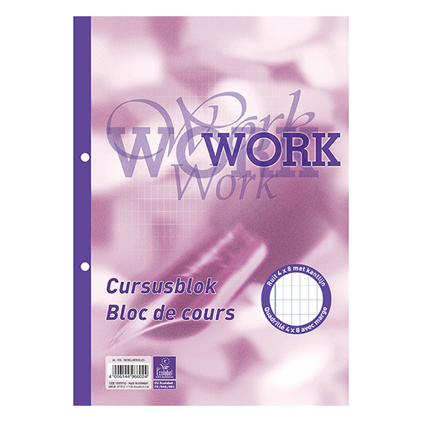 Notepad checkered course block A4 | 4 x 8 mm | purple | WORK | 100 sheets 248256 - 1