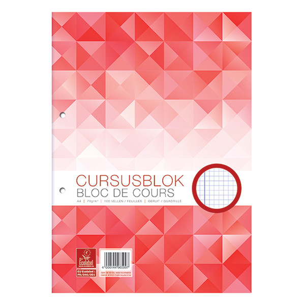 Notepad checkered course block A4 | 5mm | red | WORK | 100 sheets 248254 - 1