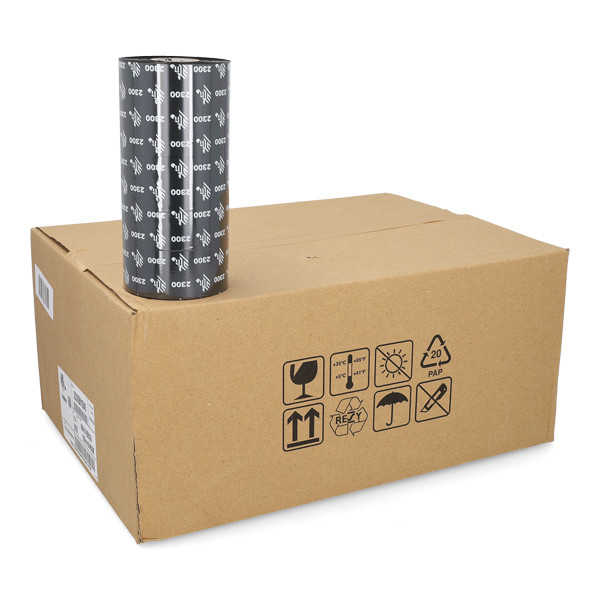 Zebra 2300 wax ribbon (02300BK15645) 156mm x 450m | 12-pack 141070 - 1