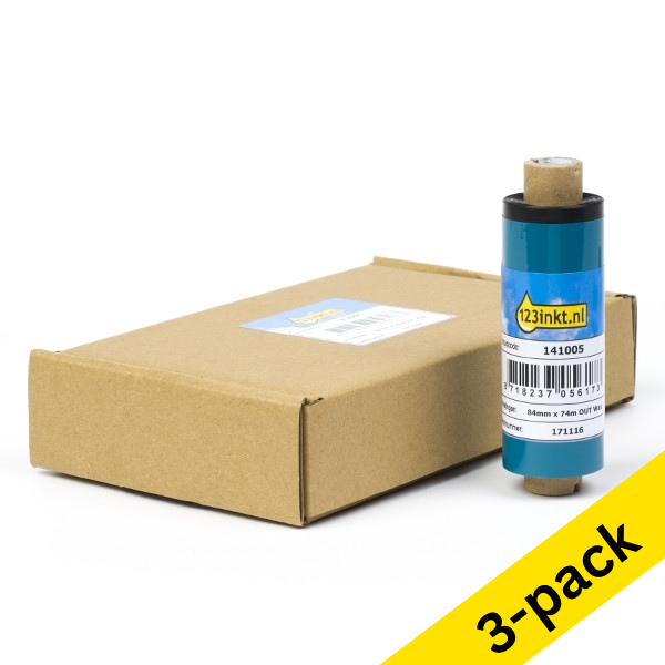 Zebra 2300 wax ribbon (02300GS08407) 84mm x 74m (123ink version) | 3 x 5-pack 650739 - 1