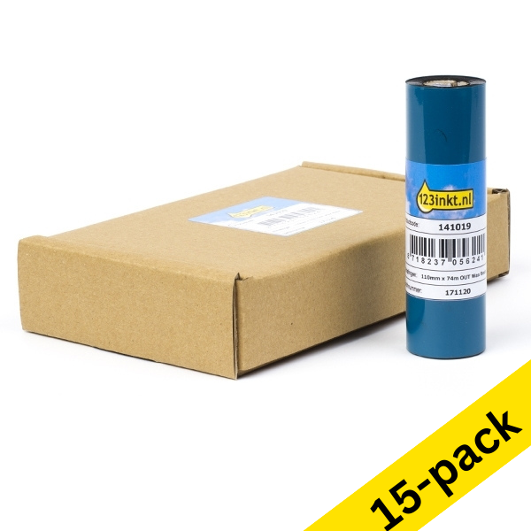 Zebra 3200 wax / resin ribbon (03200GS11007), 110mm x 74m, 15-pack (123ink version) 03200GS11007C 141529 - 1