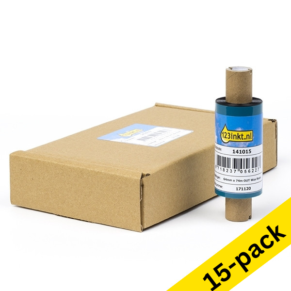 Zebra 3200 wax/resin ribbon (03200GS06407) 64mm x 74m (123ink version) | 3 x 5-pack 650731 - 1