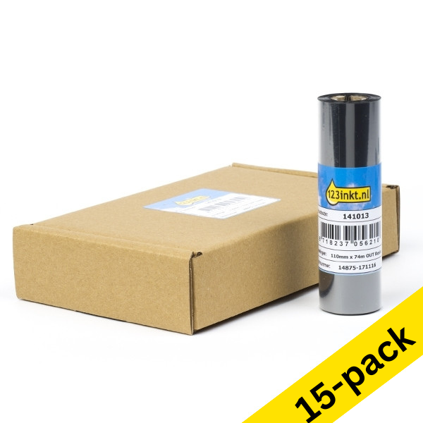 Zebra 5095 resin ribbon (05095GS11007), 110mm x 74m, 15-pack (123ink version) 05095GS11007C 650741 - 1