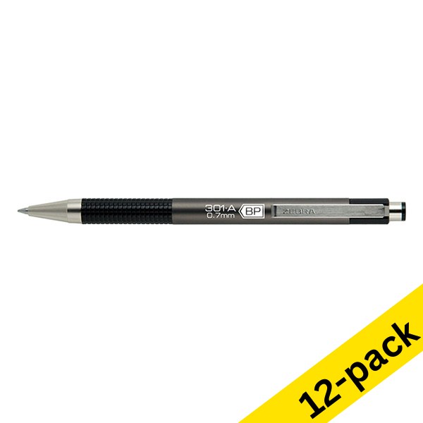 Ballpoint pen | grey | Zebra F-301A | 12-pack 423808 - 1