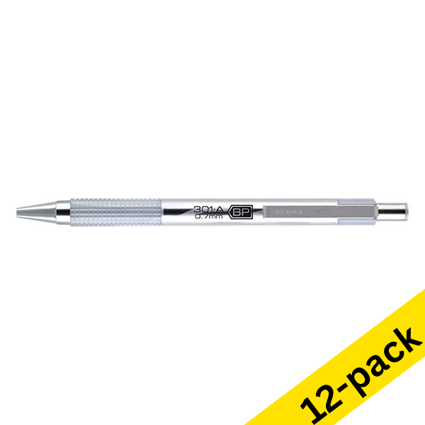 Ballpoint pen | silver | Zebra F-301A | 12-pack 423810 - 1