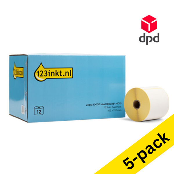 Zebra Z-Perform 1000D DPD label (800284-605) 102 x 152mm (123ink version) | 12-pack x5 653426 - 1