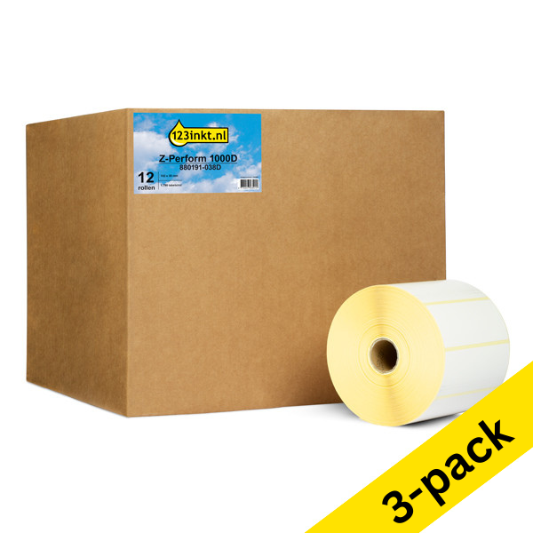 Zebra Z-Perform 1000D label (880191-038D) 102mm x 38mm (3 x 12-pack) (123ink version) 880191-038DC 650715 - 1
