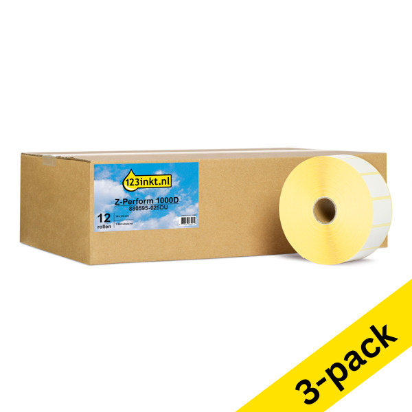 Zebra Z-Perform 1000D label (880595-025DU) 38mm x 25mm (3 x 12-pack) (123ink version) 880595-025DUC 650734 - 1