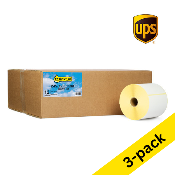 Zebra Z-Perform 1000T UPS label (800294-605) 102 x 152mm (123ink version) | 12-pack x3 653189 - 1