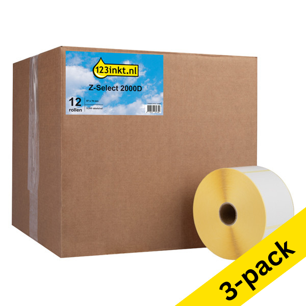 Zebra Z-Select 2000D label (3007209-T) 57mm x 76mm (3 x 12-pack) (123ink version) 3007209-TC 650743 - 1