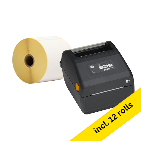 Zebra ZD421d direct thermal label printer with Bluetooth + 123ink version label (800284-605) 102mm x 152mm (12 rolls) 833471 - 1