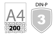 DIN P-3 (200 chips per A4)