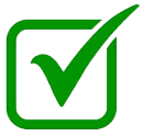 A green square with a checked checkbox.